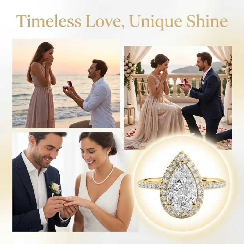 14K White Gold Moissanite Engagement Ring-4