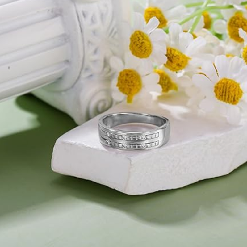 Bague de fiançailles pour homme en or rose 10 carats et moissanite-3