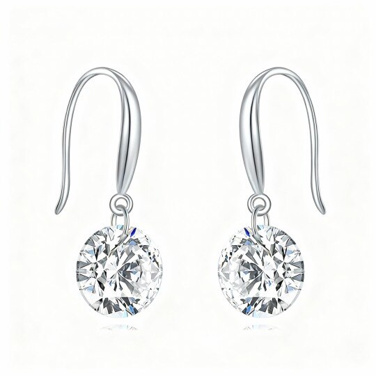 10K White Gold Moissanite Fish Hook Drop Earrings