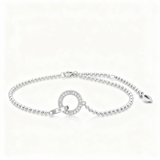 Pulsera con dije de anillo de moissanita Generation de oro blanco de 10 quilates