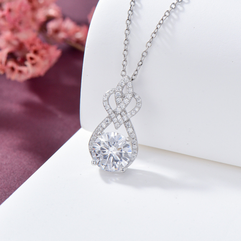 Collier pendentif en or rose 14 carats avec pendentif cœur et symbole de l'infini en moissanite-5