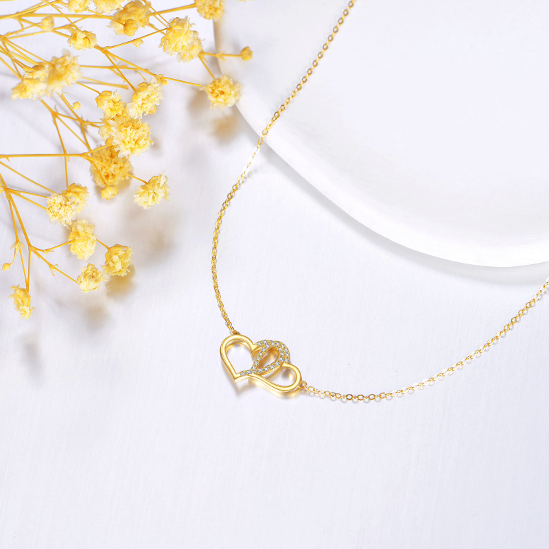 Collier pendentif cœur en or rose 14 carats et moissanite-3