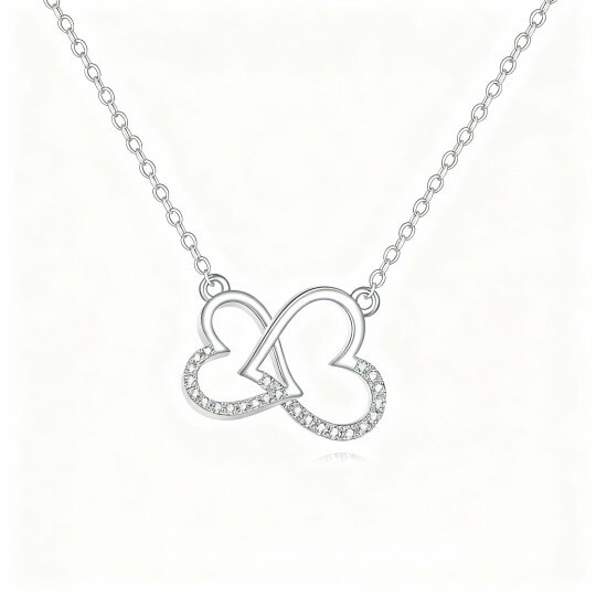 Collier pendentif cœur en or blanc 10 carats et moissanite