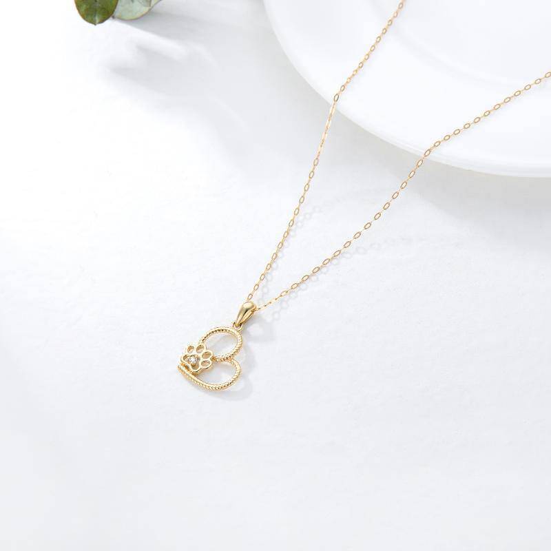 10K Rose Gold Moissanite Heart Pendant Necklace-4