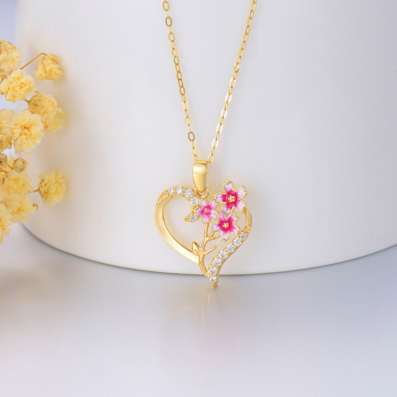 Collar con colgante de corazón de moissanita en oro de 14 quilates-3