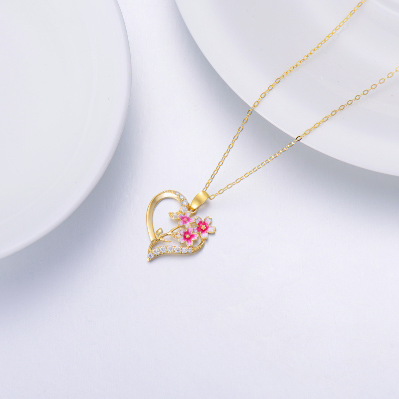 Collar con colgante de corazón de moissanita en oro de 14 quilates-4