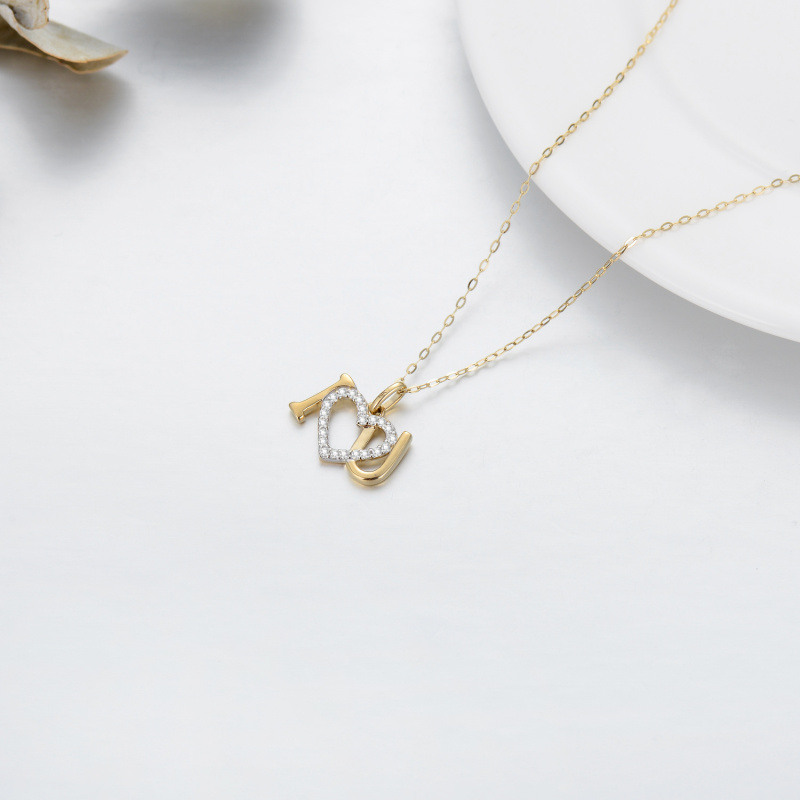 Collar con colgante de corazón de moissanita en oro blanco de 18 quilates-4