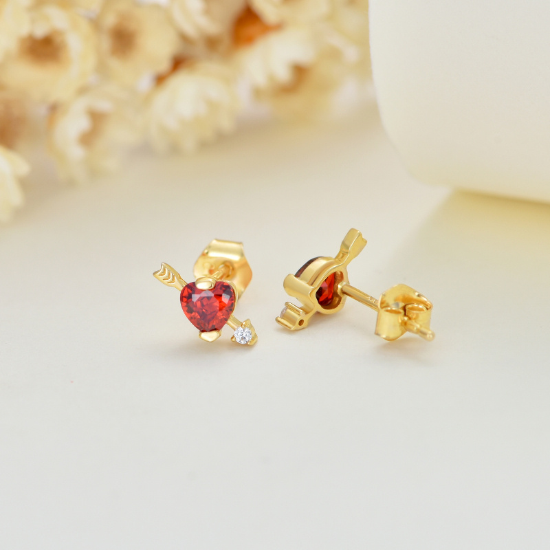 Boucles d'oreilles puces en or 18 carats et moissanite en forme de cœur-4