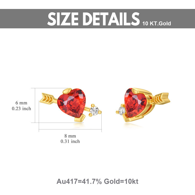 Boucles d'oreilles puces en or 18 carats et moissanite en forme de cœur-5