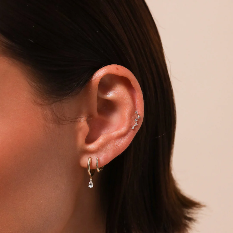 Piercing de hélix de oro blanco de 10 quilates con moissanita-2