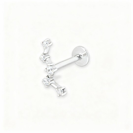 10K White Gold Moissanite Helix Piercing