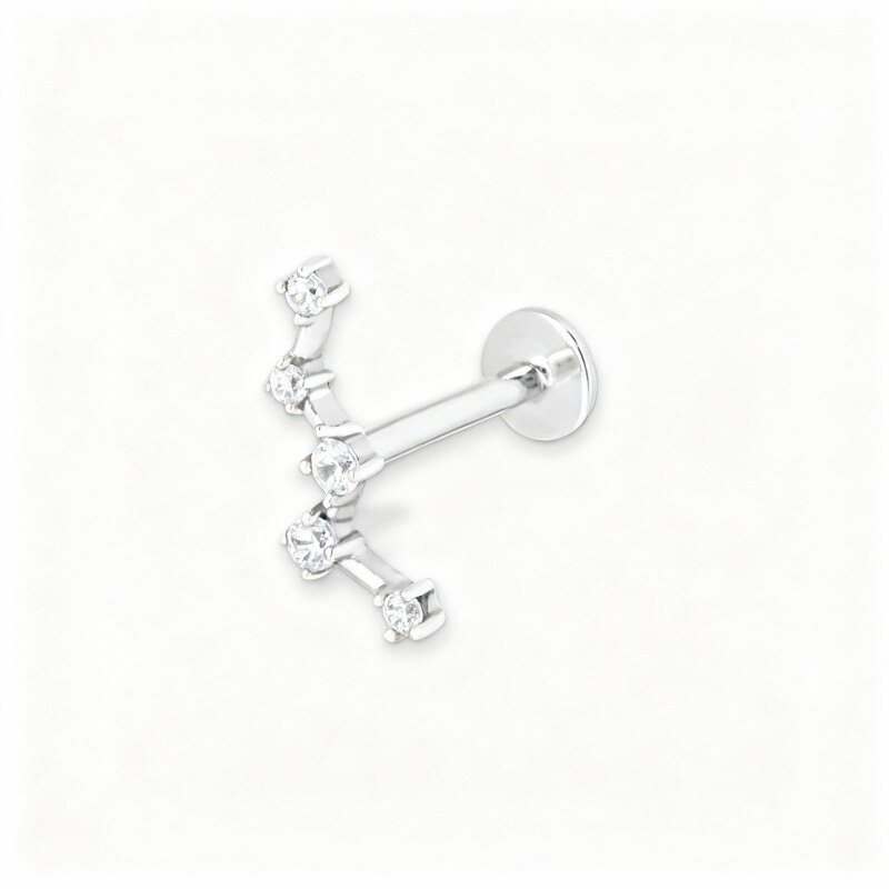 Piercing de hélix de oro blanco de 10 quilates con moissanita-1