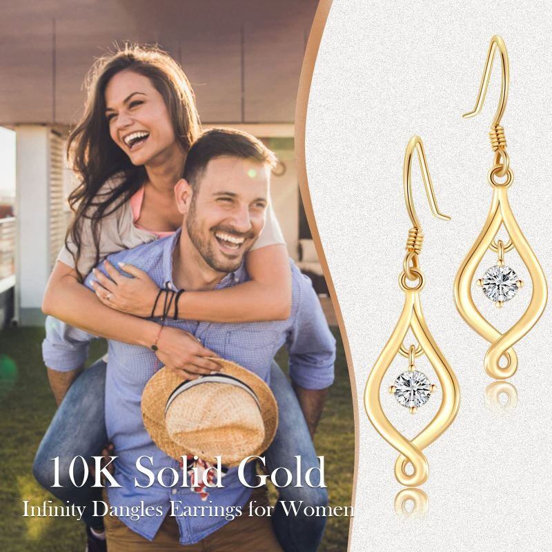 Ohrhänger aus 10-karätigem Gold mit Moissanit und Unendlichkeitssymbol-5