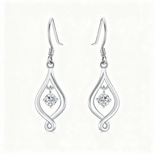 Boucles d'oreilles pendantes en or blanc 10 carats et moissanite, symbole de l'infini