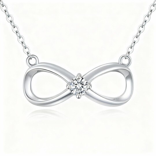 10K White Gold Moissanite Infinity Symbol Pendant Necklace