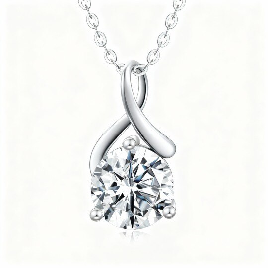 9K White Gold Moissanite Infinity Symbol Pendant Necklace