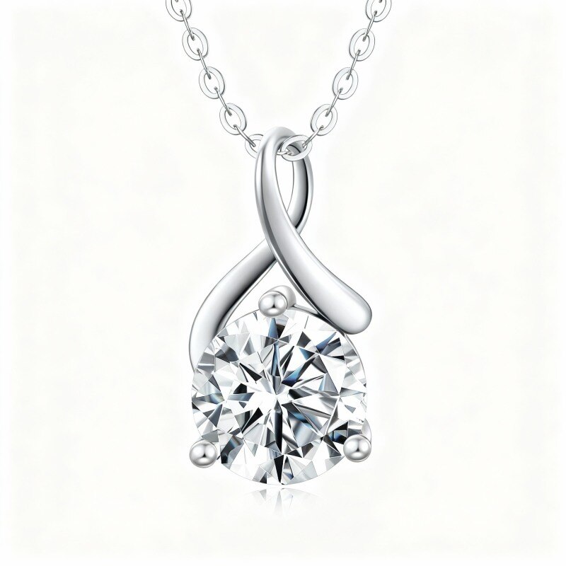 Collar con colgante de símbolo de infinito de moissanita chapado en oro blanco y platino-1