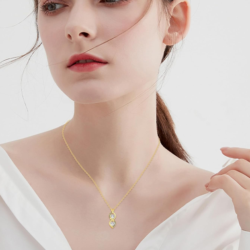 Collier pendentif en or blanc 9 carats et moissanite, symbole de l'infini-2