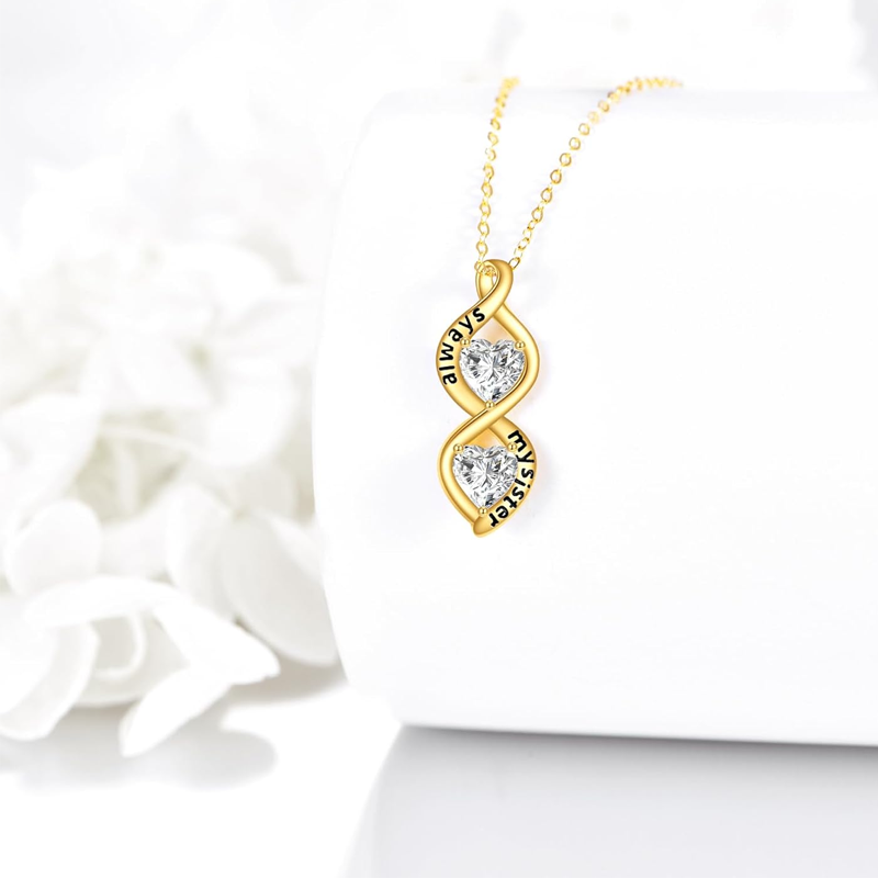Collier pendentif en or blanc 9 carats et moissanite, symbole de l'infini-3