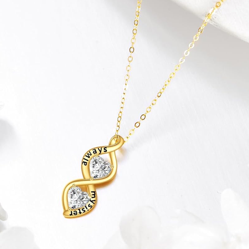 Collier pendentif en or blanc 9 carats et moissanite, symbole de l'infini-4