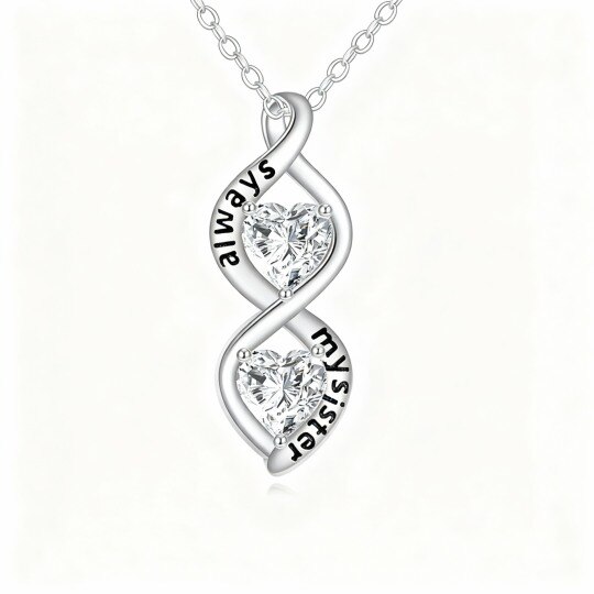 9K White Gold Moissanite Infinity Symbol Pendant Necklace