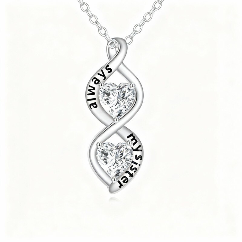 Collier pendentif en or blanc 9 carats et moissanite, symbole de l'infini-1