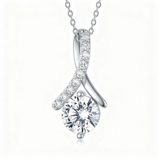 10K White Gold Moissanite Infinity Symbol Pendant Necklace