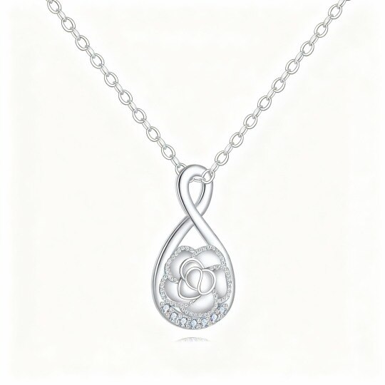 10K White Gold Moissanite Infinity Symbol Pendant Necklace