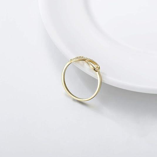 18-karätiger Goldring mit Moissanit und Unendlichkeitssymbol-4