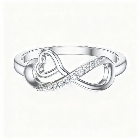 10K White Gold Moissanite Infinity Symbol Ring