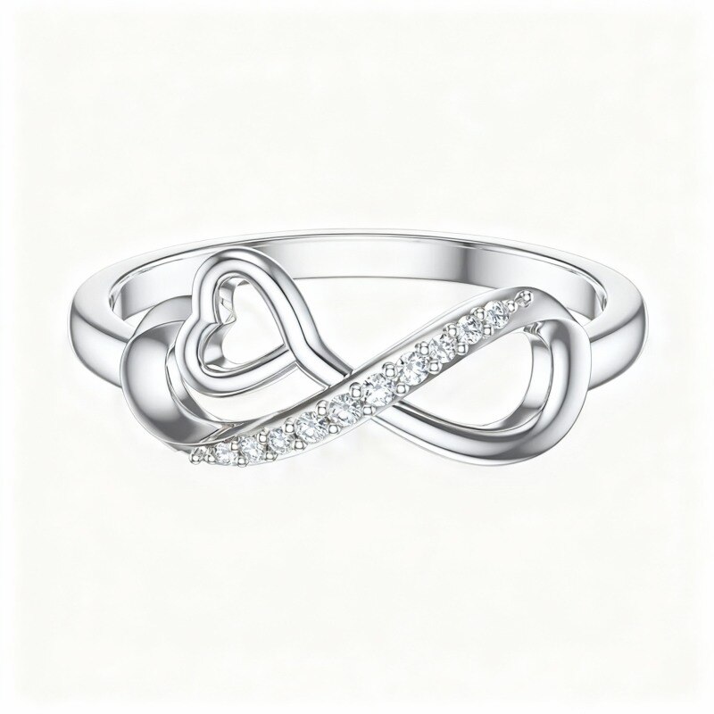 10K White Gold Moissanite Infinity Symbol Ring-16