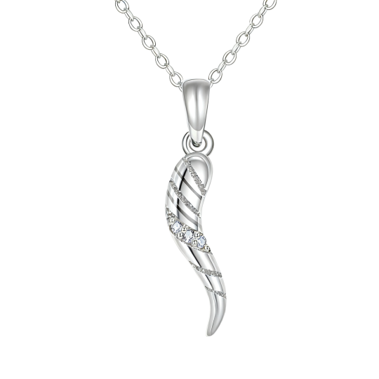 Collar con colgante de cuerno italiano de moissanita en oro blanco de 10 quilates