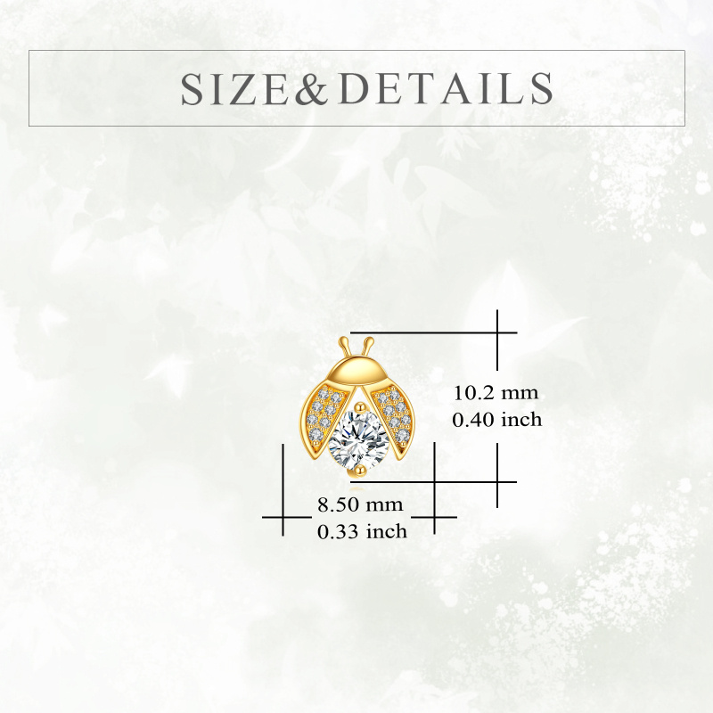 10K Gold Moissanite Ladybug Stud Earrings-5