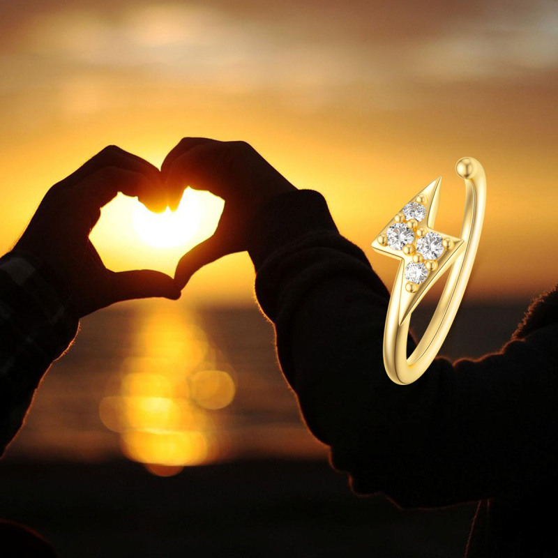 Anillo nasal de oro blanco de 10 quilates con moissanita y forma de rayo-6