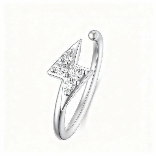 10K White Gold Moissanite Lightning Nose Ring