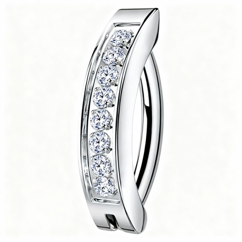 18K White Gold Moissanite Lip Piercing-1