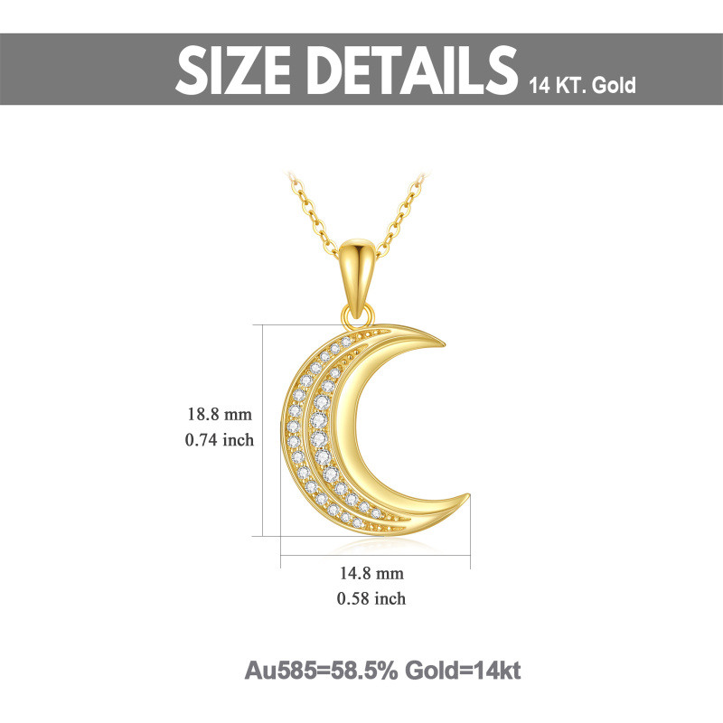 Colar com pendente de lua em moissanita e ouro rosa 14K-3