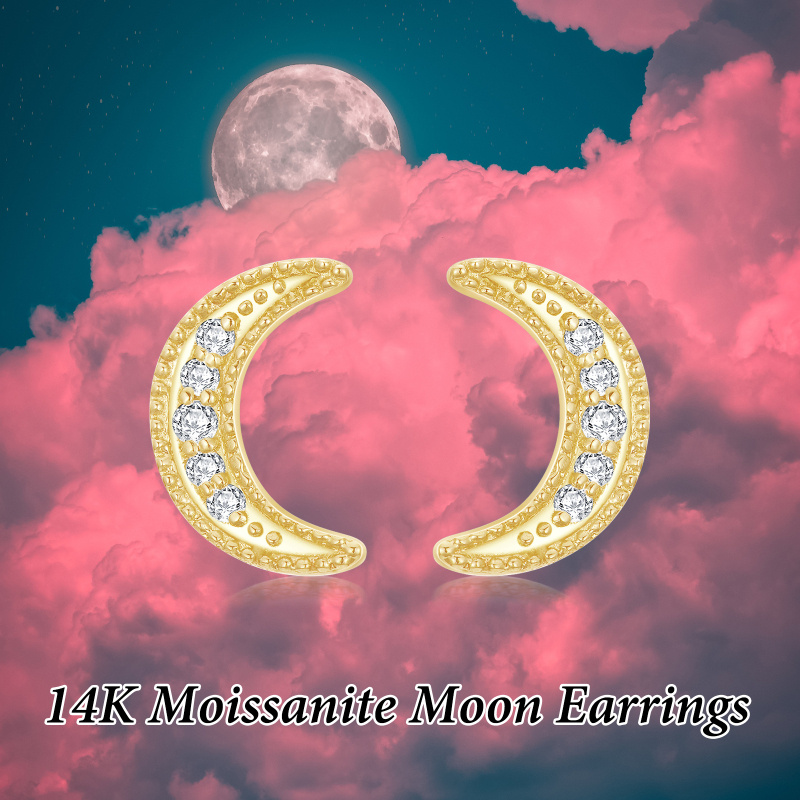 Pendientes de botón de luna de moissanita en oro rosa de 18 quilates-6