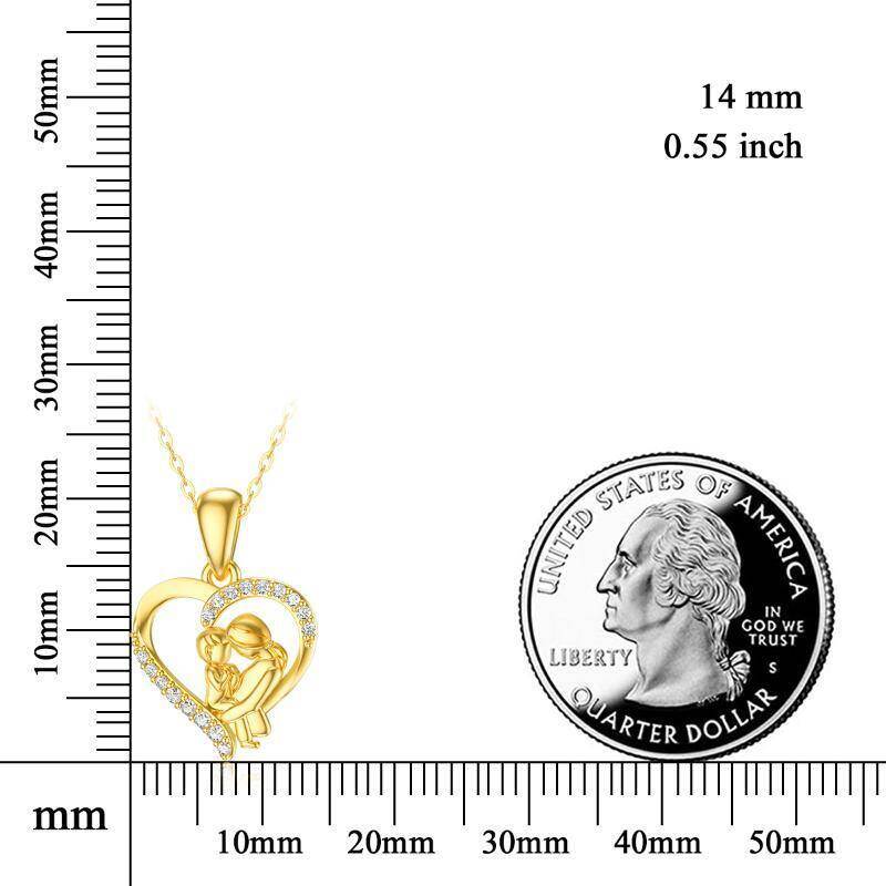 Collar con colgante de oro blanco de 14 quilates con moissanita para madre e hija-6