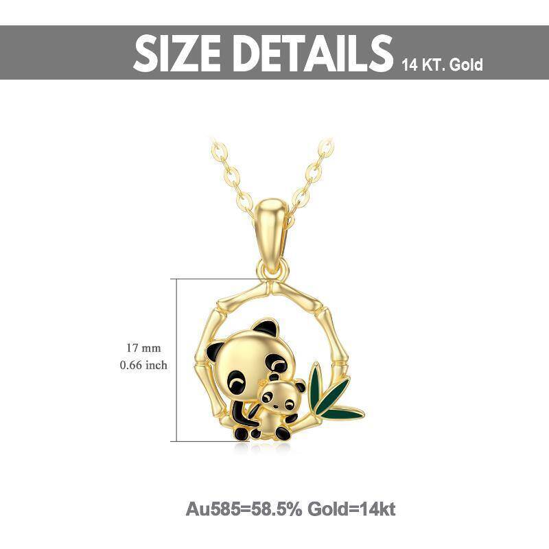 18K Rose Gold Moissanite Panda & Bamboo Pendant Necklace-5