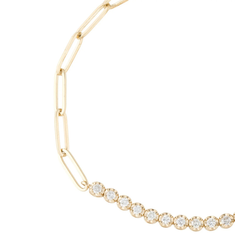 Bracelet trombone en or rose 14 carats et moissanite-3