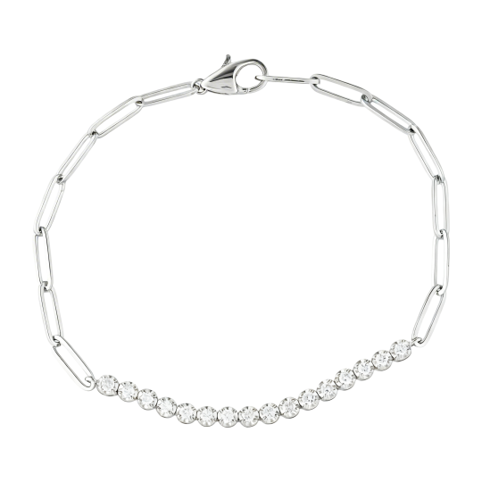 Pulsera de moissanita con clip de papel en oro blanco de 10 quilates