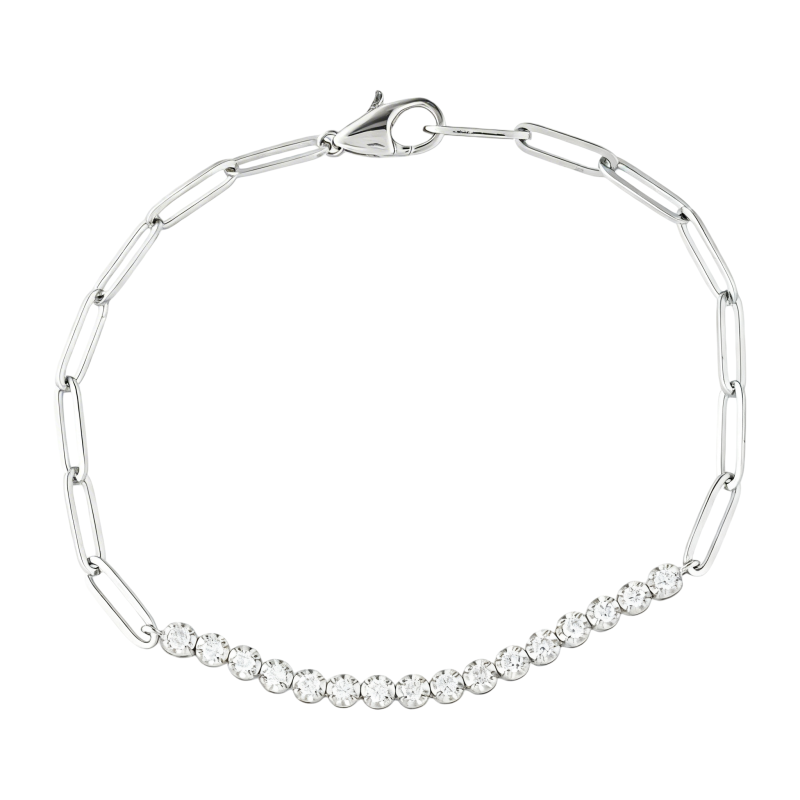 Bracelet trombone en platine plaqué or blanc et moissanite-1