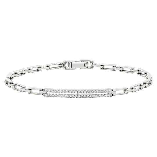 Pulsera de moissanita con clip de papel en oro blanco de 10 quilates
