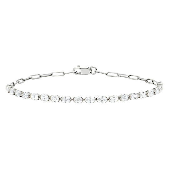 Pulsera de moissanita con clip de papel en oro blanco de 10 quilates
