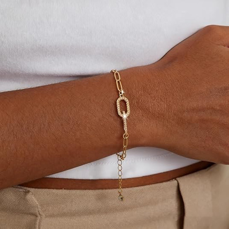 18K Rose Gold Moissanite Paperclip Bracelet-3