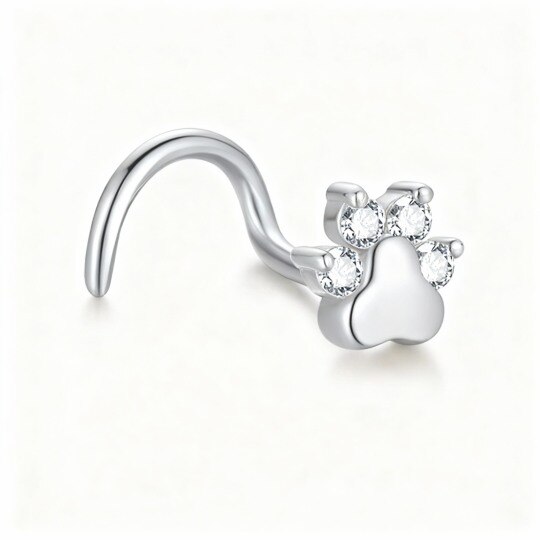 10K White Gold Moissanite Paw Nose Ring