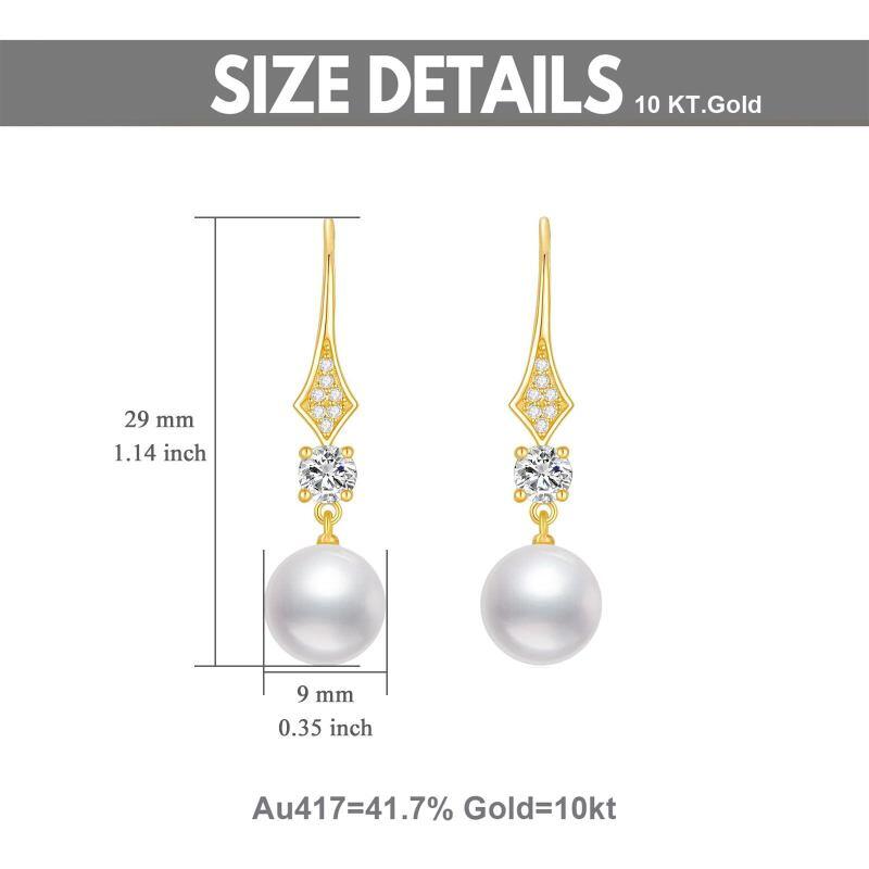 Boucles d'oreilles pendantes en platine plaqué or blanc avec moissanite et perles-5