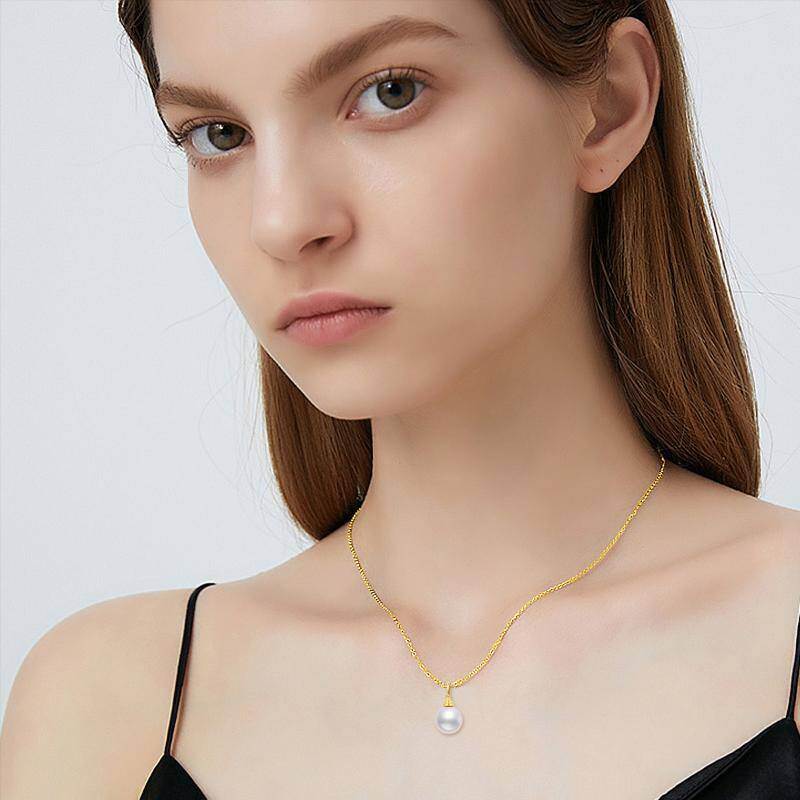 Collar con colgante de pareja de oro blanco de 14 quilates con moissanita y perlas-2
