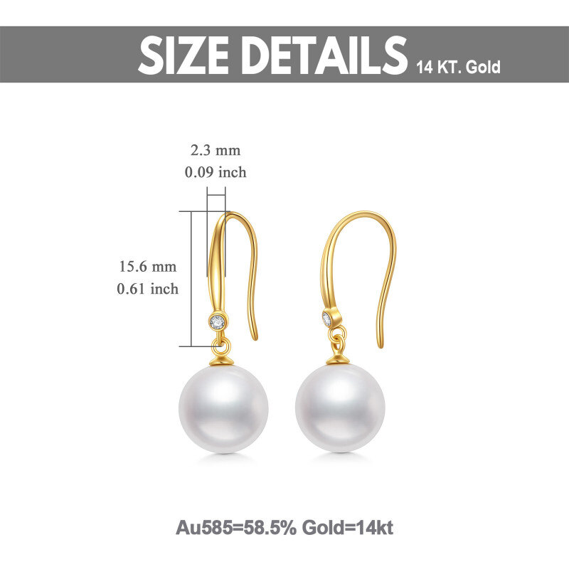 10K Gold Moissanite & Pearl Spherical Drop Earrings-6